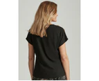 MILLERS - Womens Summer Tops - Black Blouse / Shirt - Cotton - Casual Clothing - Relaxed Fit - Short Sleeve - Crew Neck - Long - Office Work Wear - Black