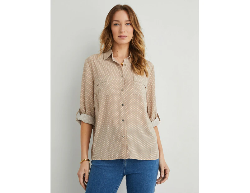 NONI B - Womens Tops -  Sally Spot Blouse - Atmosphere