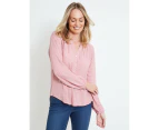 RIVERS - Womens Tops - Self Check Notch Neck Shirt - Blush Pink