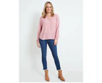 RIVERS - Womens Tops - Self Check Notch Neck Shirt - Blush Pink