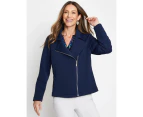 MILLERS - Womens Jackets & Vests -  Long Sleeve Rib Texture Biker Jacket - Navy