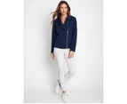 MILLERS - Womens Jackets & Vests -  Long Sleeve Rib Texture Biker Jacket - Navy