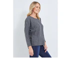 RIVERS - Womens Tops - Soft Touch Ribbed Top - Charcoal Marle