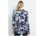 RIVERS - Womens Tops -  Long Sleeve Half Placket Top - Navy Floral