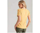 NONI B - Womens Tops -  Stud Detail Rib T-Shirt - Bright Gold