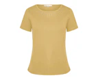 NONI B - Womens Tops -  Stud Detail Rib T-Shirt - Bright Gold