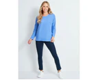 RIVERS - Womens Tops - Soft Touch Ribbed Top - Mid Blue