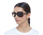 Solarized Female Oversize 70s Tort Blush Wrap Sunglasses