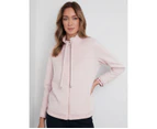 NONI B - Womens Jackets & Vests - Suede Zip Gather Detail Jacket - Chalk Pink