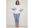 AUTOGRAPH - Plus Size - Womens Tops -  Elbow Bell Sleeve Top - White