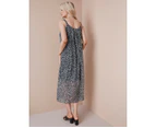 NONI B - Womens Dress - Black - Maxi Dresses - Hotfix - Animal Print - Sleeveless - Long - Boat Neckline - Women's Smart Casual Summer Fashion - Black