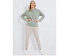 RIVERS - Womens Activewear -  Hooded Fluffy Leisure Top - Green Marle