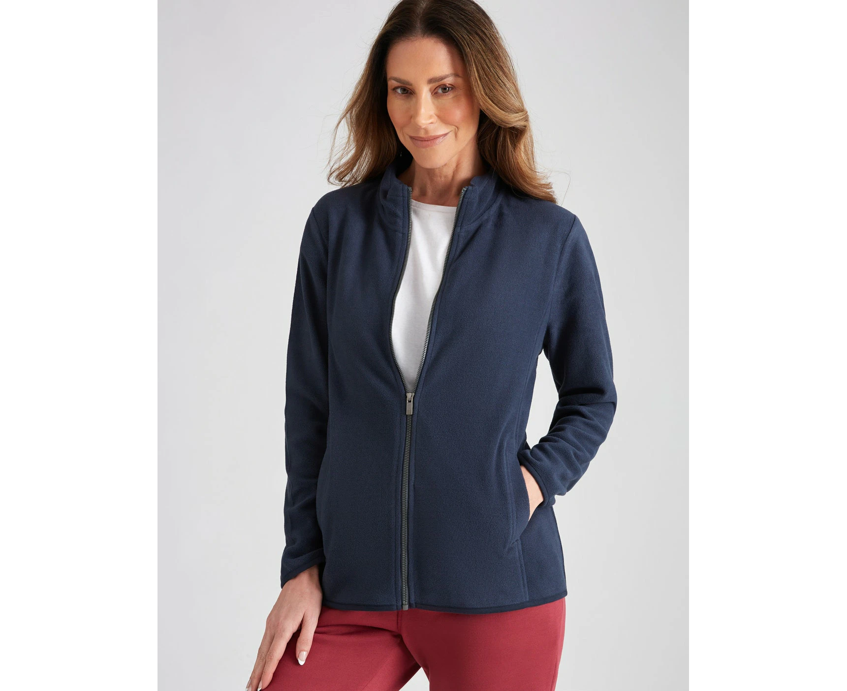 Millers - Womens Long Jacket - Blue Winter Coat - Microfleece - Zip - Casual - Long Sleeve - Navy - Blazer - Work Wear - Office Clothing Vogue Fashion