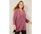 SARA - Womens -  Two Button Knit Top - Jade