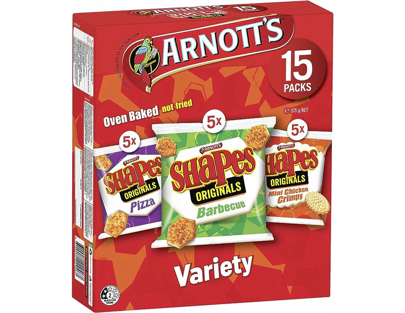Arnotts Shapes Variety Pack Biscuits 15pack, 375 g