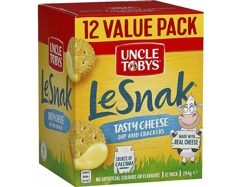UNCLE TOBYS Le Snak Tasty Cheese Dip And Crackers Value Pack, 1 Box of 12, 264g