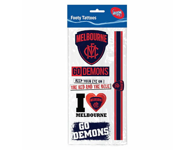 Melbourne Demons AFL Temporary TATTOO Sheet