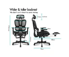 ALFORDSON Ergonomic Office Chair Mesh Executive Seat Work Computer Gaming Black