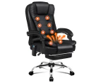 ALFORDSON 8-Point Massage Office Chair with Heated Seat Executive PU Leather Black