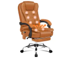 ALFORDSON 8-Point Massage Office Chair with Heated Seat Executive PU Leather Brown