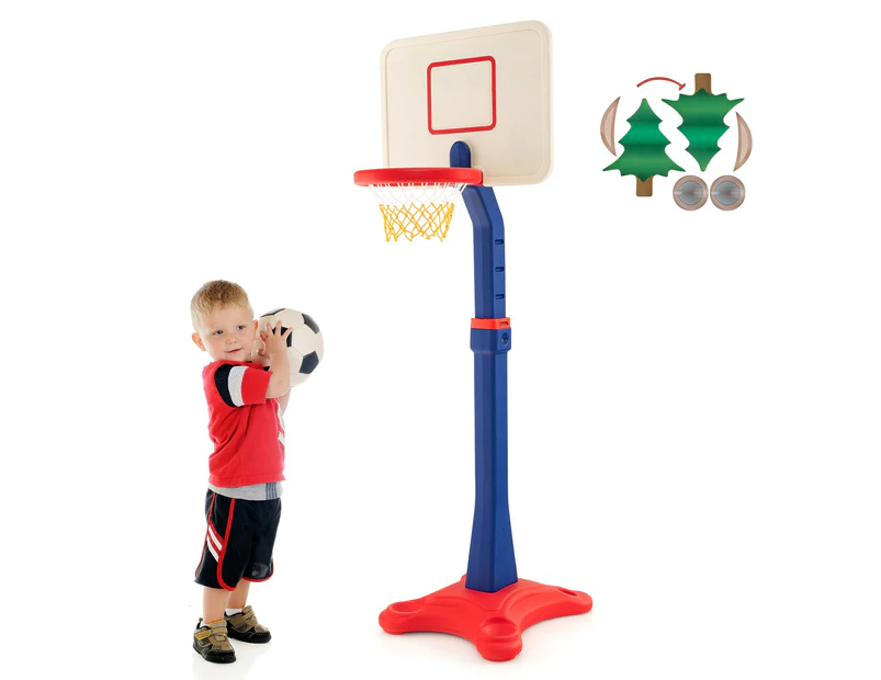 Costway Kids Basketball Hoop Stand System Ring Toss Children Activity Center Play Set Adjustable Height Gift