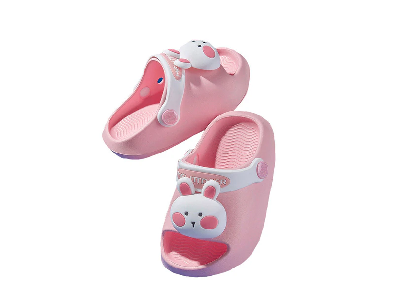 Dadawen Toddler Cute Cartoon Slippers Soft Bottom Rabbit Shape Suitable for 1-2 Year Old-Pink