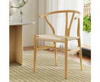 Artiss Dining Chair Wooden Rattan Seat Wishbone Back