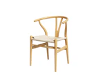 Artiss Dining Chair Wooden Rattan Seat Wishbone Back