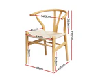 Artiss Dining Chair Wooden Rattan Seat Wishbone Back