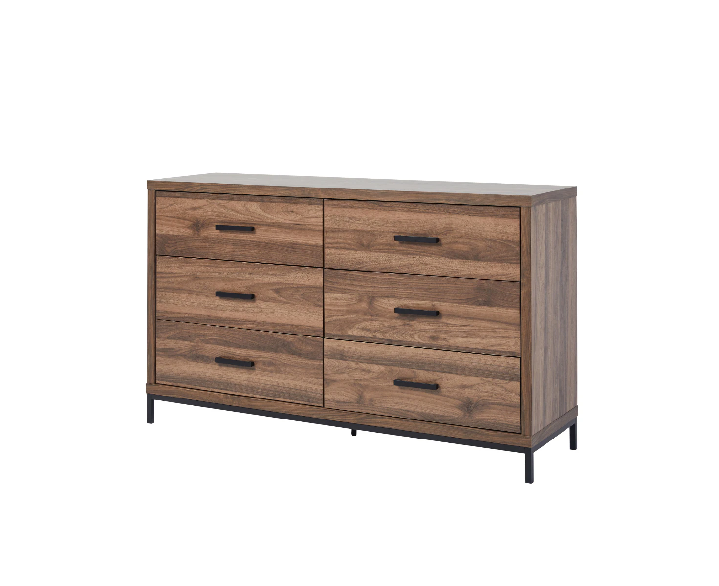 Groove Furniture Aubrey Chest of Drawers with 6 Drawers Bedroom Dresser, Walnut