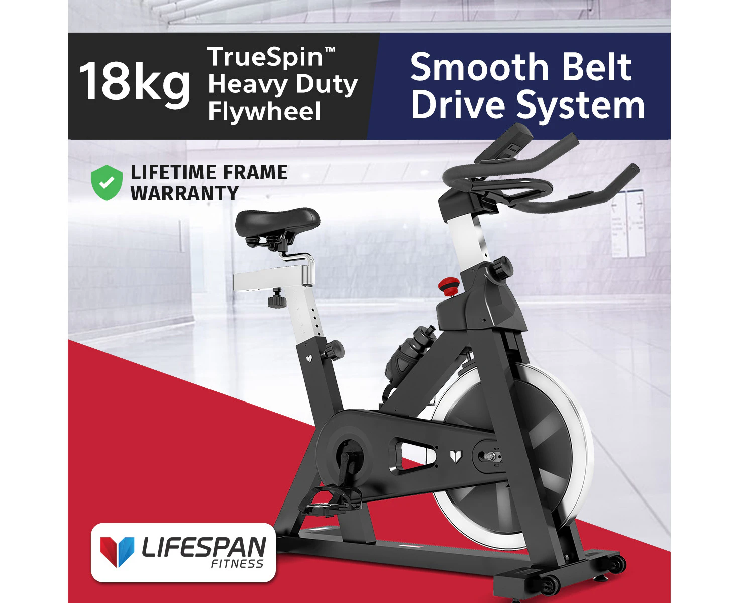 LSG Fitness SPG-220 Spin Bike Exercise Bike HIIT Cardio 18kg TrueSpin Precision Flywheel