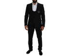 Martini 3 Piece Wool Suit with Shawl Lapel - Black