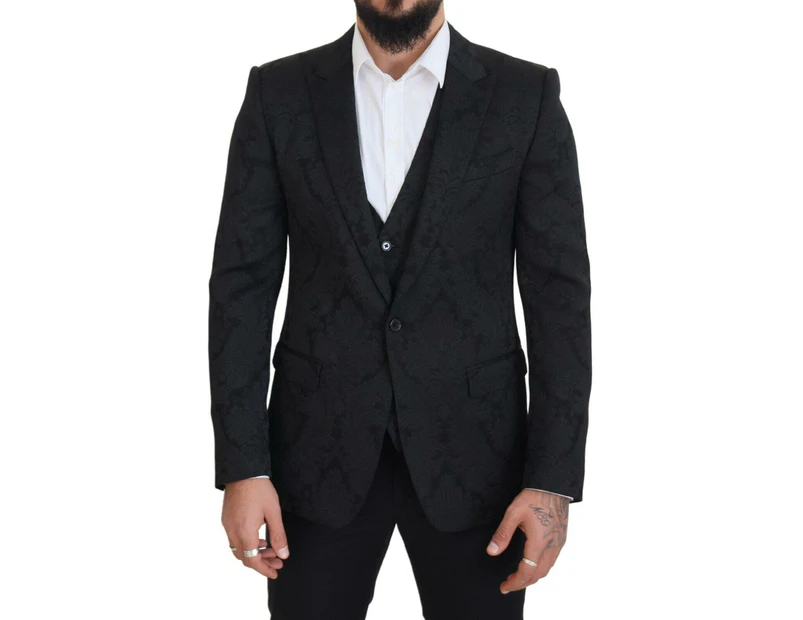 Dolce & Gabbana Martini Single Breasted Suit Jacket and Vest - Black