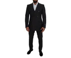 Dolce & Gabbana Double Breasted 2 Piece Suit with Striped Blazer and Trousers - Black