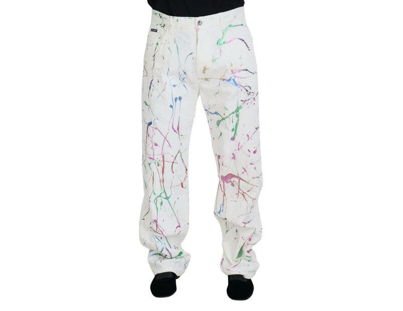 Gorgeous Dolce & Gabbana Jeans with Color Splash Print - White