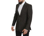 Dolce & Gabbana Single Breasted Wool Blazer - Black and Brown