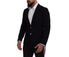Dolce & Gabbana Single Breasted Blazer with Crown Bee Embroidery - Black
