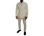 Double Breasted 2 Piece Suit with Peak Lapel - Off White