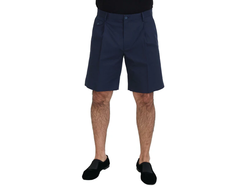 Dolce & Gabbana Chino Shorts with Logo Details - Blue