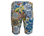 Authentic Casual Chinos Shorts with Majolica Print - Multicolor