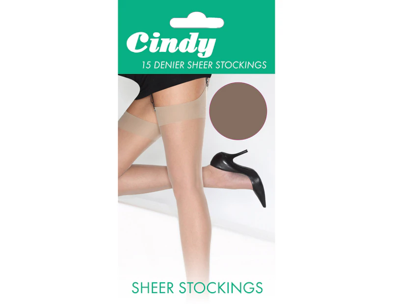 Cindy Womens 15 Denier Sheer Stockings (1 Pair) (Paloma Mink) - LW110