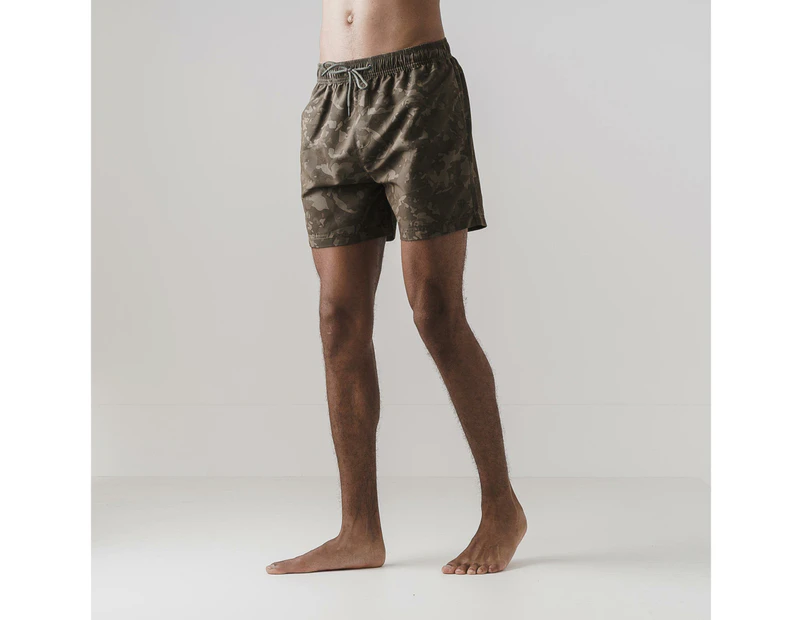 Born Rich Mens Persie Camo Swim Shorts (Dark Olive Camo) - BG133