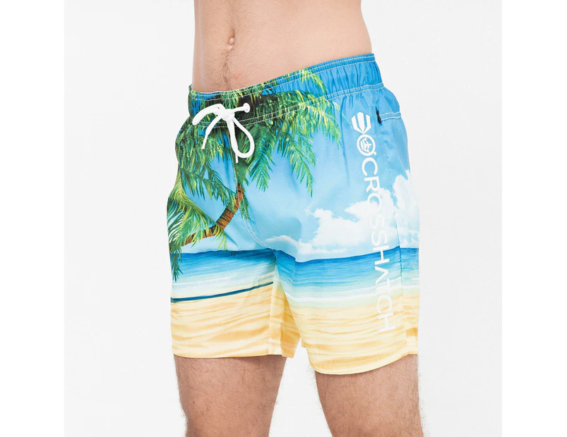 Crosshatch Mens Beach Dream Sunset Swim Shorts (Blue) - BG136