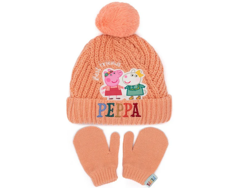 Peppa Pig Childrens/Kids Hat And Gloves Set (Peach) - NS6904