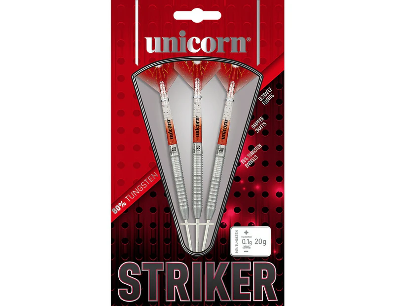 Unicorn Striker Tungsten Darts (Pack of 3) (Silver/Red) - RD3124