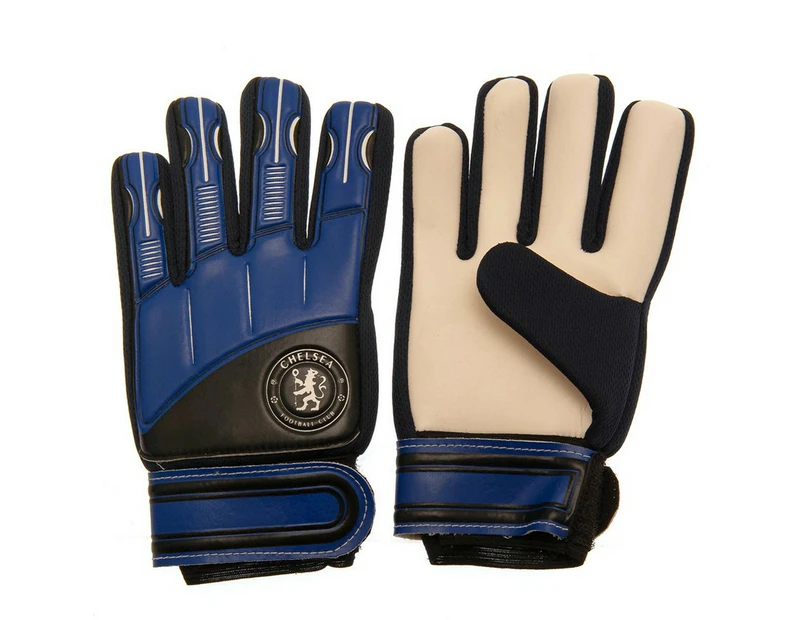 Chelsea FC Childrens/Kids Goalkeeper Gloves (Black/Blue) - SG22538
