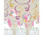 Amscan Magical Unicorn Streamers (Pack of 12) (Pink/Green/White) - SG22828