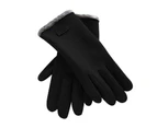 1 Pair Men Winter Gloves Full Fingers Anti-slip Thick Warm Plush Soft Lightweight Windproof Touch Screen Outdoor Cycling Skiing Gloves-One Size Black