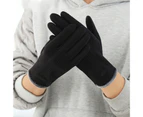 1 Pair Men Winter Gloves Full Fingers Anti-slip Thick Warm Plush Soft Lightweight Windproof Touch Screen Outdoor Cycling Skiing Gloves-One Size Black