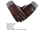 puluofuh 1 Pair Men Gloves Soft Fleece All Fingers Knitted Strap Decor Cold-proof Elastic Camping Climbing Men Winter Gloves for Cycling-One Size Coffee